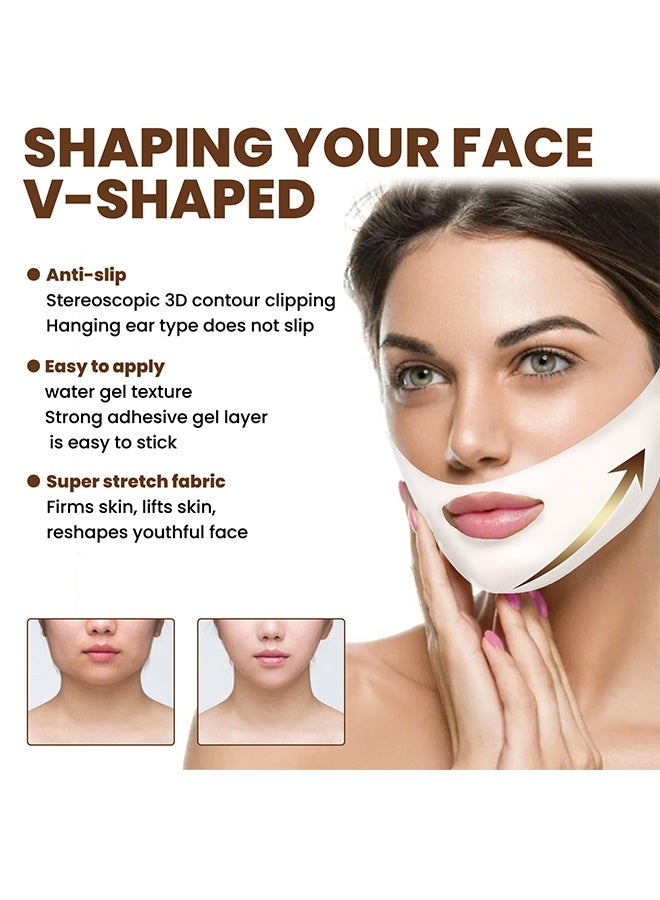 إيلهو قناع رفع خط V، قناع مزدوج لتقليل الذقن، قناع شد الوجه، أقنعة شد وتماسك الوجه، رقعة رفع الذقن، قناع خط V للنساء والرجال لتحديد الوجه والرقبة، مجموعة من 5 قطع - Image 4